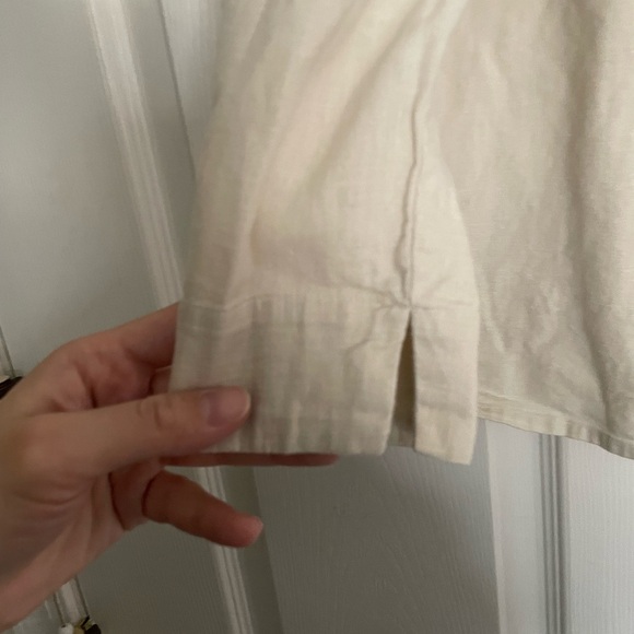 Vintage Lee Women's Linen and Cotton Beige Button-Up Blouse - Picture 4 of 5